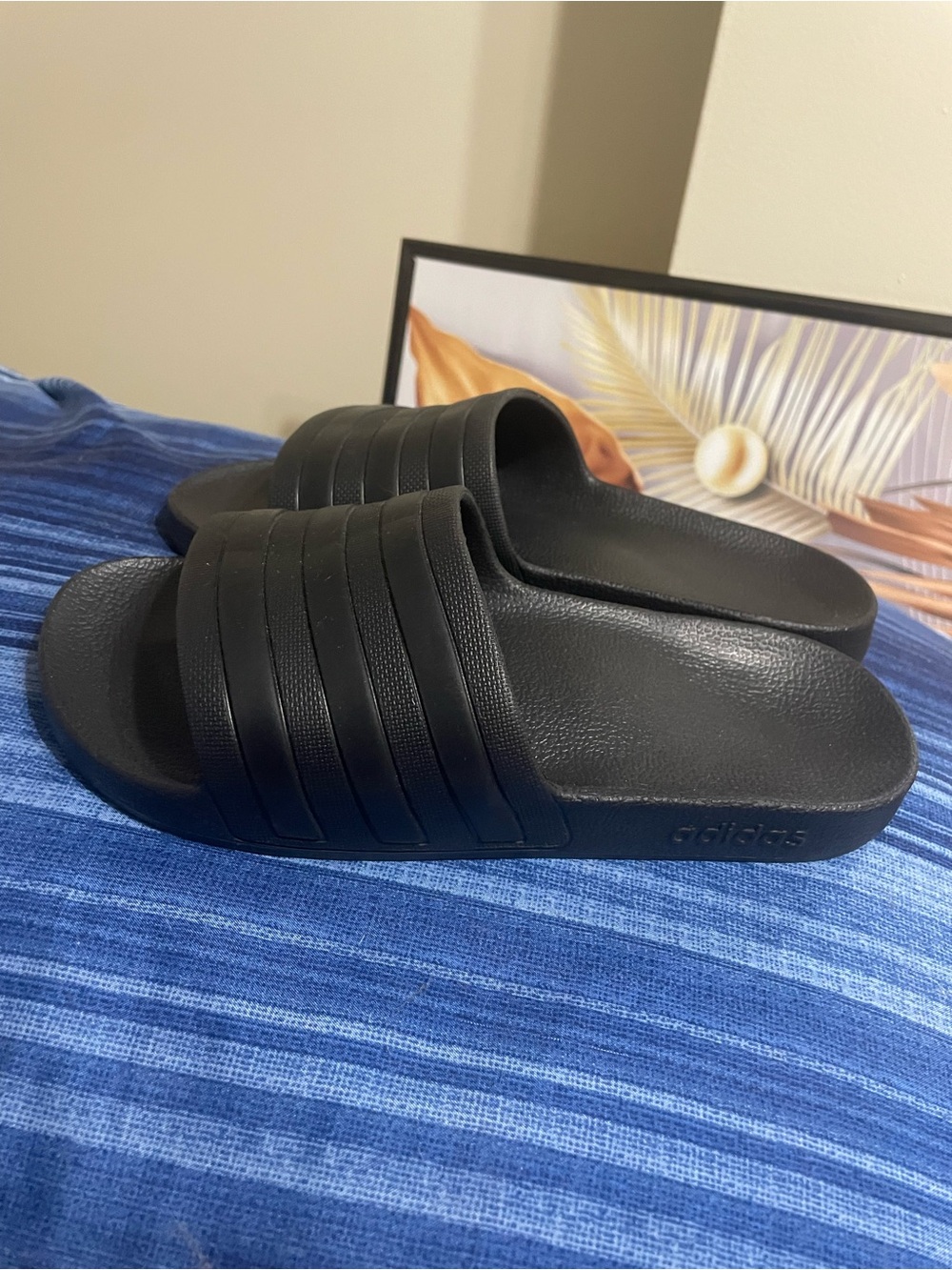 adidas Men’s Black Slide Sandals with Textured Strap